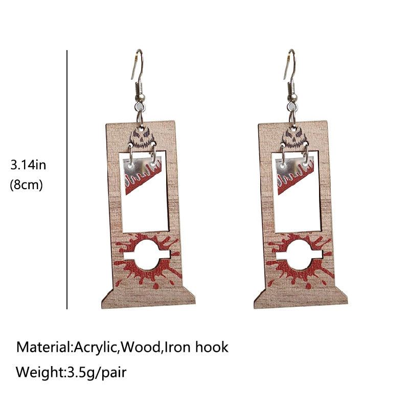 Bloodstain Wooden Halloween Earrings