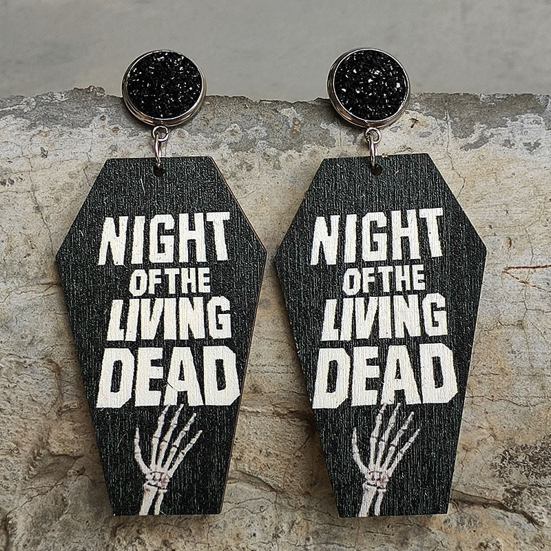 Bloodstain Wooden Halloween Earrings